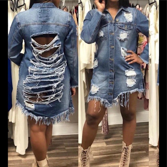 🦋 Denim Distressed Dress🦋 size M and XL - Picture 1 of 7